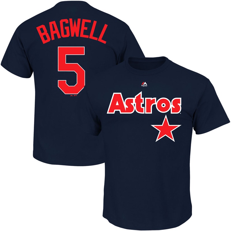 Men's Houston Astros Jeff Bagwell #5 Navy Cooperstown T-Shirt