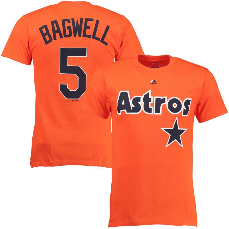 Men's Houston Astros Jeff Bagwell #5 Orange Cooperstown T-Shirt