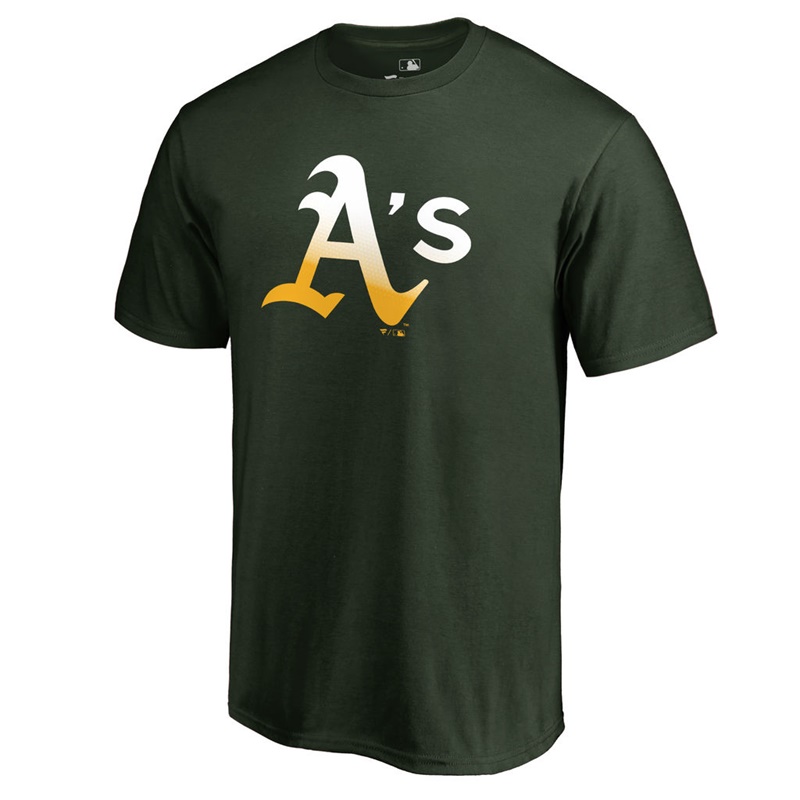 Men's Oakland Athletics Green Gradient Logo Short Sleeve T-Shirt