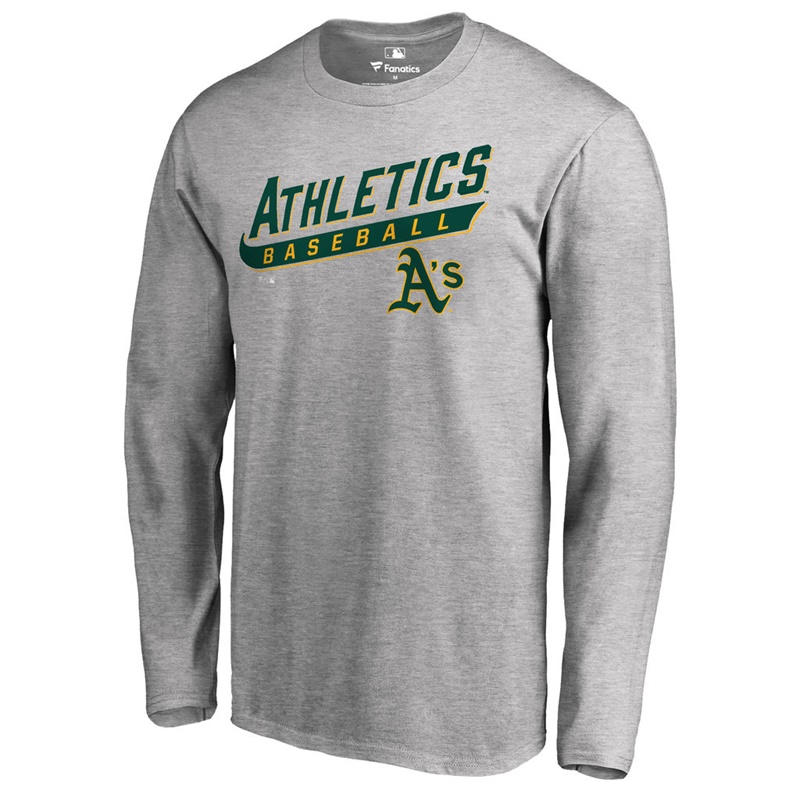 Men's Oakland Athletics Heathered Gray Baseline Long Sleeve Legend T-Shirt