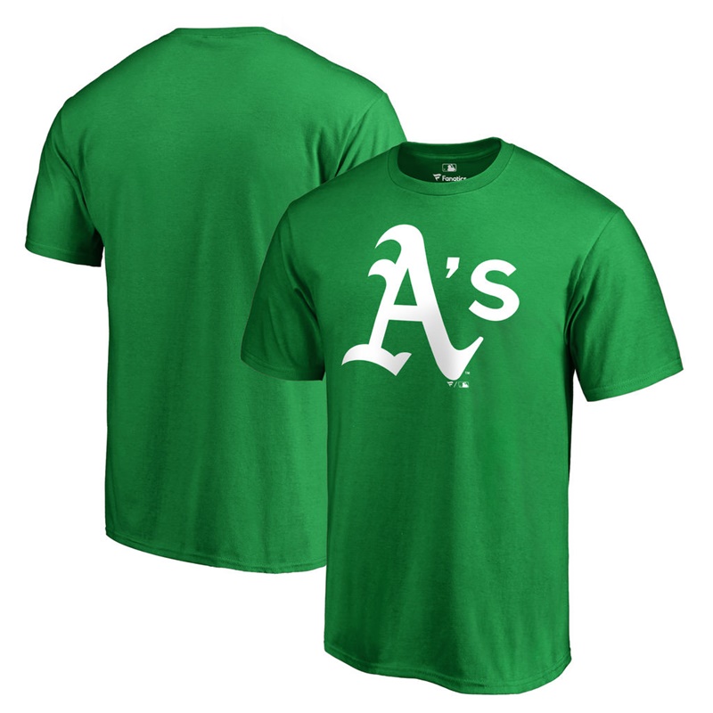 Men's Oakland Athletics Kelly Green St. Patrick's Day White Logo T-Shirt