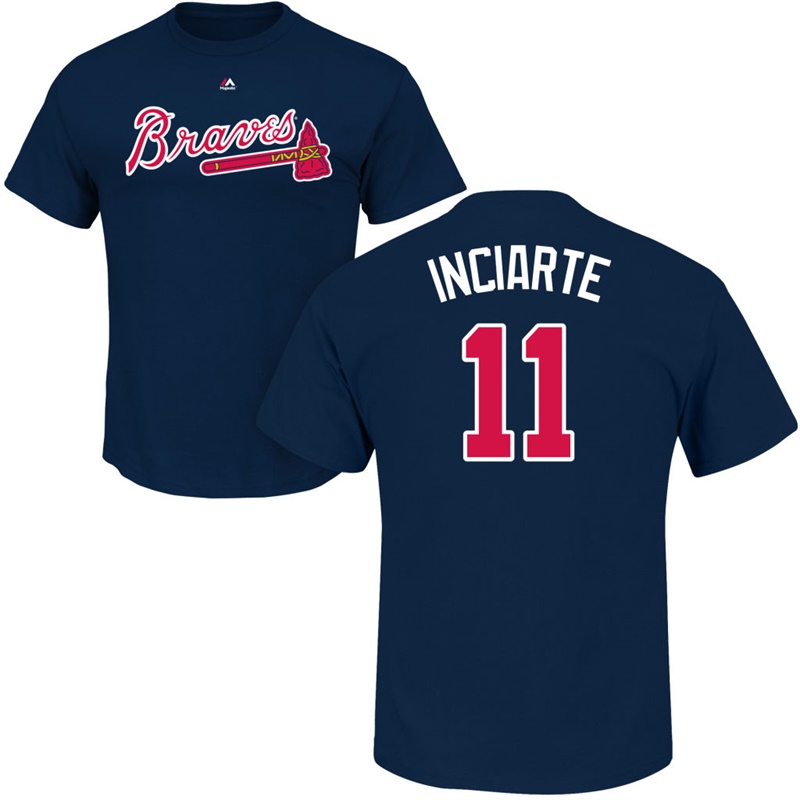 Men's Atlanta Braves Ender Inciarte #11 Navy Name & Number Roster T-Shirt