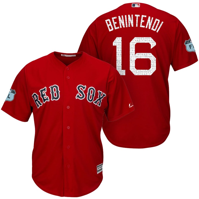 Men's Boston Red Sox #16 Andrew Benintendi 2017 Spring Training Scarlet Cool Base Jersey