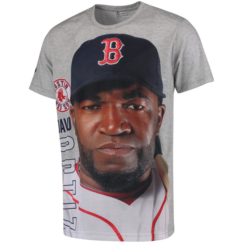 Men's Boston Red Sox David Ortiz #34 Gray Sublimated Big Player Photo T-Shirt