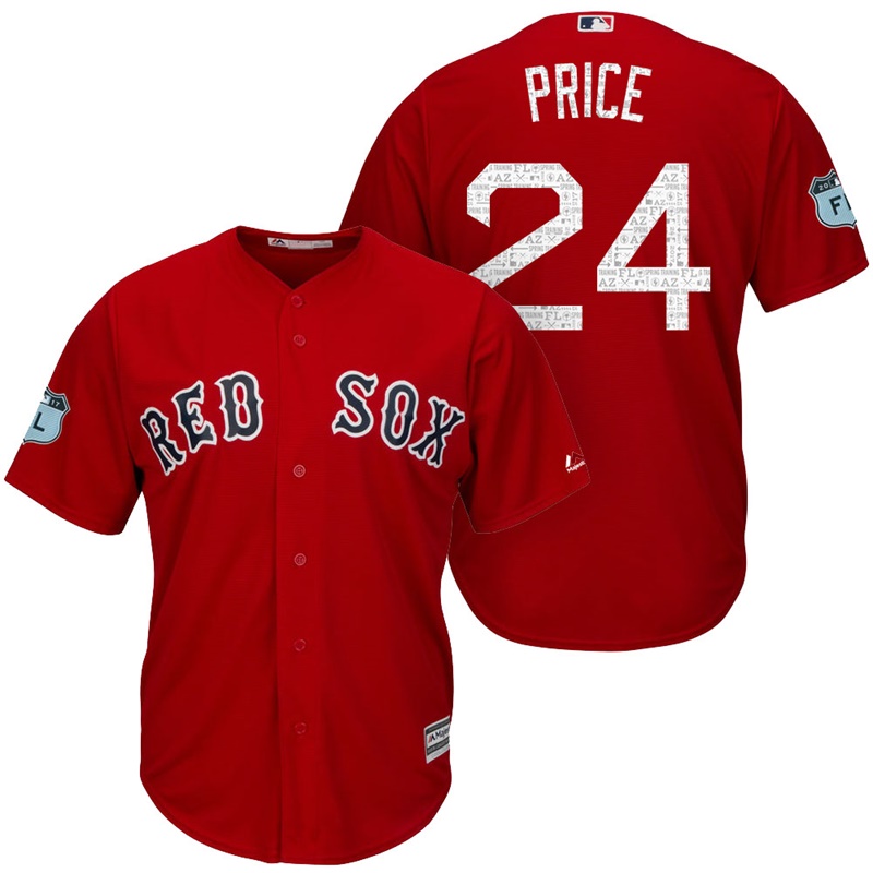 Men's Boston Red Sox David Price #24 2017 Spring Training Grapefruit League Patch Red Cool Base Jersey