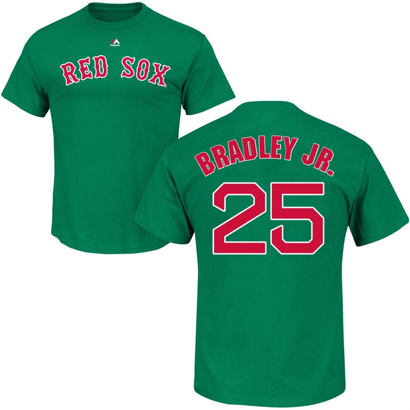 Men's Boston Red Sox Jackie Bradley Jr. #25 Green St. Patrick's Day Roster T-Shirt