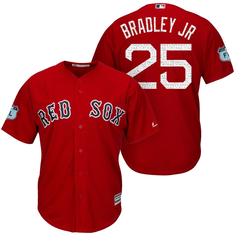 Men's Boston Red Sox Jackie Bradley Jr. #25 2017 Spring Training Grapefruit League Patch Red Cool Base Jersey