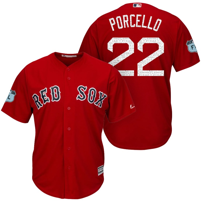 Men's Boston Red Sox Rick Porcello #22 2017 Spring Training Grapefruit League Patch Red Cool Base Jersey