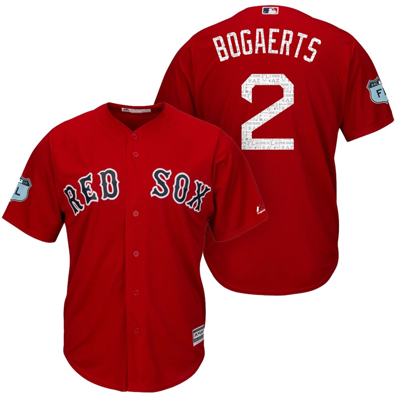 Men's Boston Red Sox Xander Bogaerts #2 2017 Spring Training Grapefruit League Patch Red Cool Base Jersey