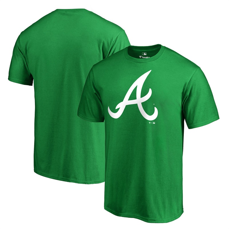 Men's Atlanta Braves Kelly Green St. Patrick's Day White Logo T-Shirt