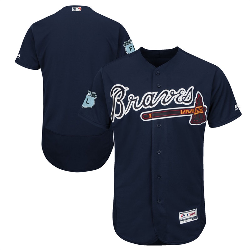 Men's Atlanta Braves Navy 2017 Spring Training Flex Base Authentic Team Jersey