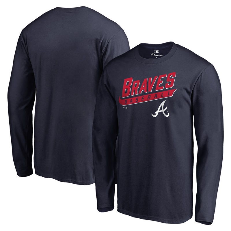 Men's Atlanta Braves Navy Baseline Long Sleeve Legend T-Shirt