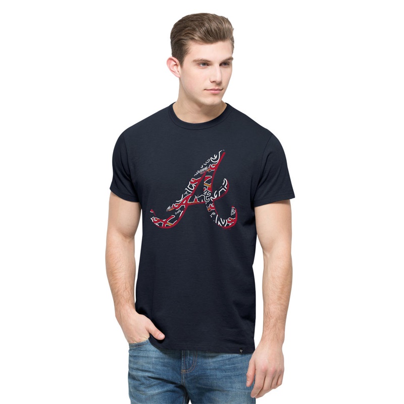 Men's Atlanta Braves Navy Crosstown Aloha Flanker Short Sleeve T-Shirt