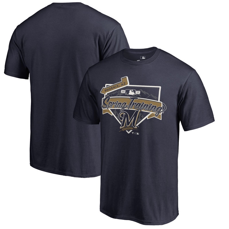 Men's Milwaukee Brewers Navy 2017 MLB Spring Training Team Logo T-Shirt