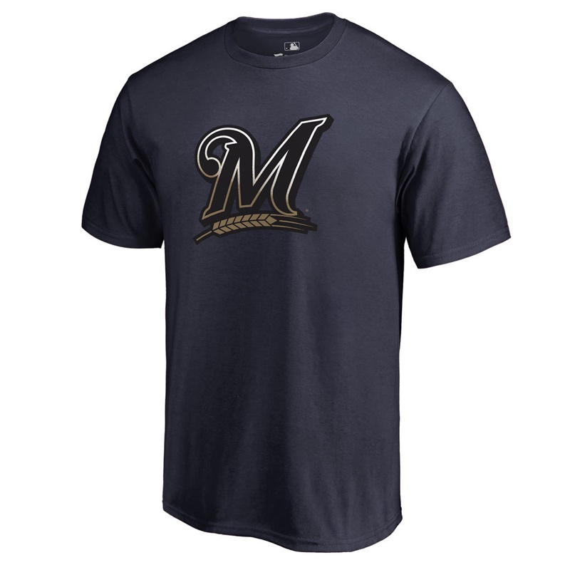 Men's Milwaukee Brewers Navy Gradient Logo Short Sleeve T-Shirt