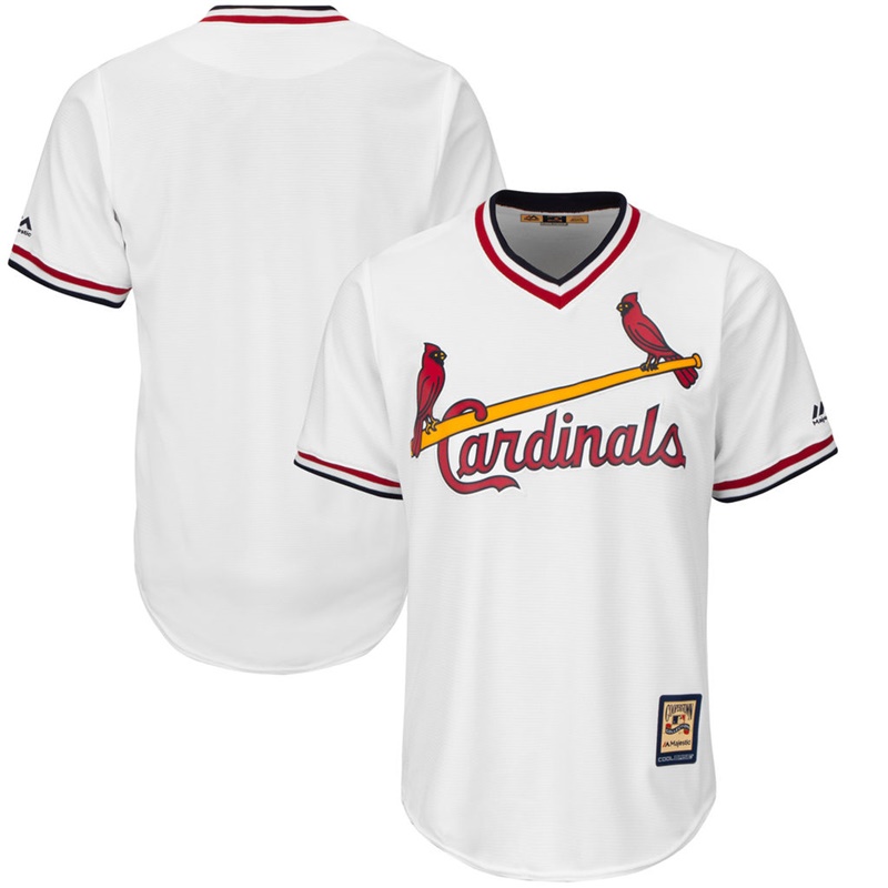 Men's St. Louis Cardinals White Home Cooperstown Cool Base Replica Team Authentic Team Jersey