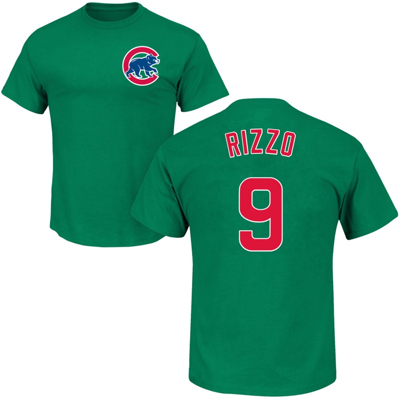 Men's Chicago Cubs Anthony Rizzo #44 Green St. Patrick's Day Roster T-Shirt