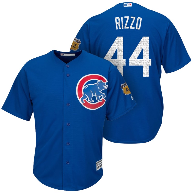 Men's Chicago Cubs #44 Anthony Rizzo 2017 Spring Training Cactus League Patch Royal Cool Base Jersey