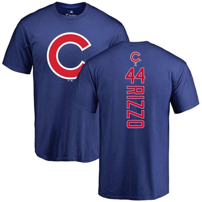 Men's Chicago Cubs Anthony Rizzo #44 Royal Backer Short Sleeve T-Shirt