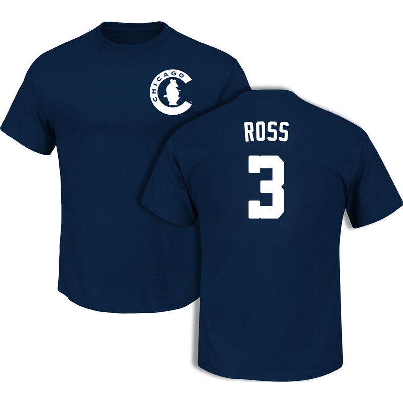 Men's Chicago Cubs David Ross #3 Navy 1908 Team Logo Throwback T-Shirt