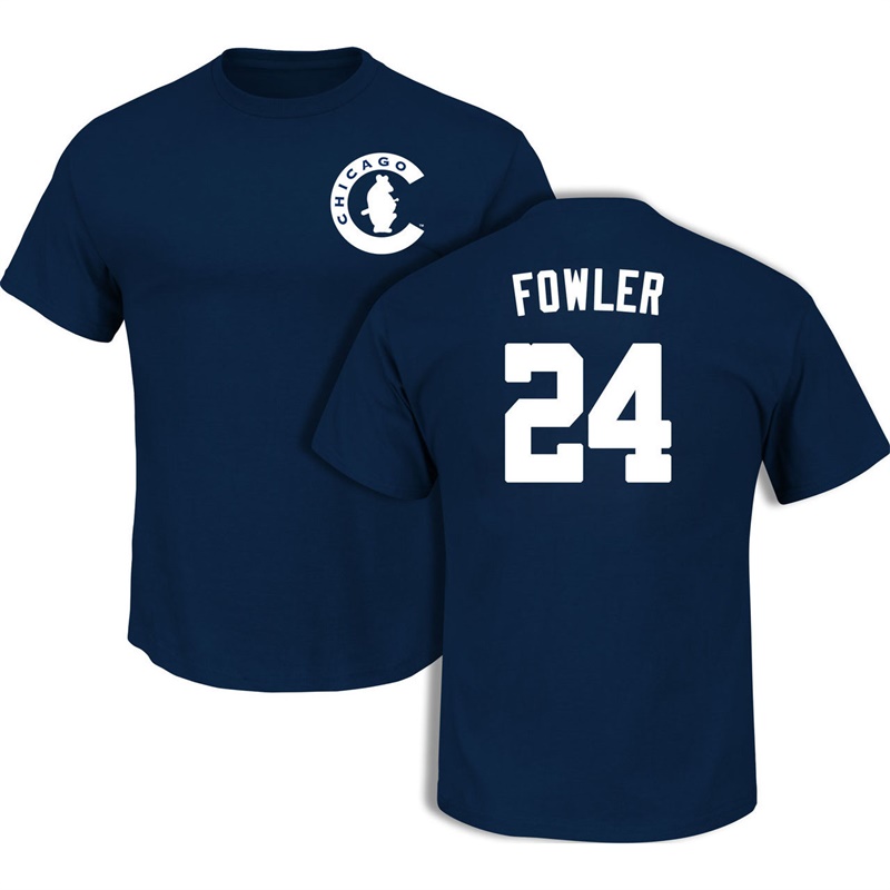 Men's Chicago Cubs Dexter Fowler #24 Navy 1908 Team Logo Throwback T-Shirt