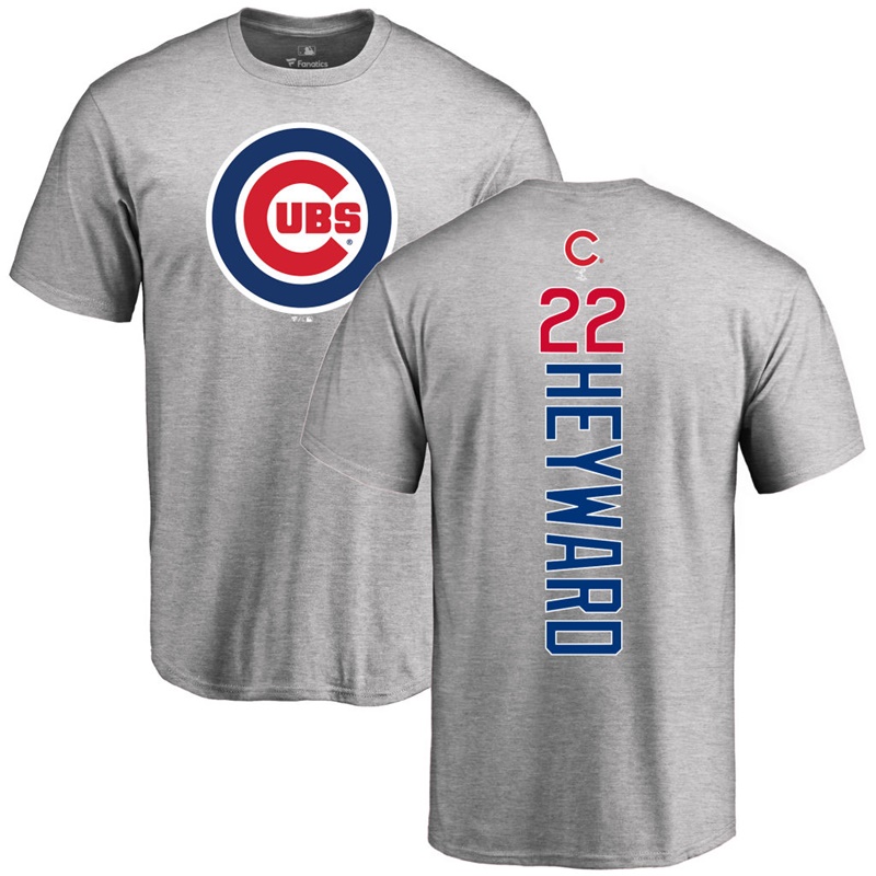 Men's Chicago Cubs Jason Heyward #22 Gray Backer Short Sleeve T-Shirt