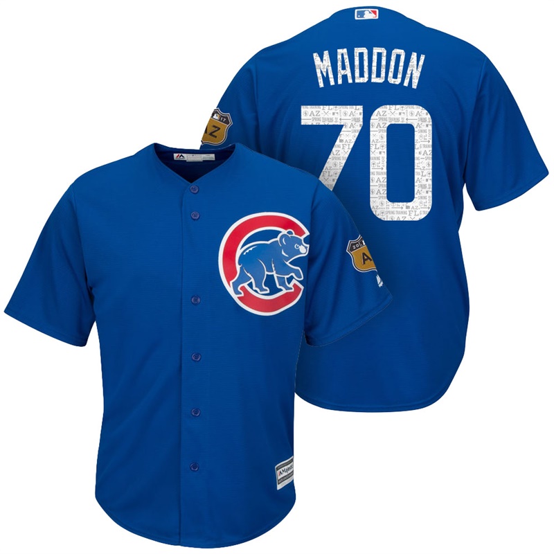 Men's Chicago Cubs #70 Joe Maddon 2017 Spring Training Cactus League Patch Royal Cool Base Jersey