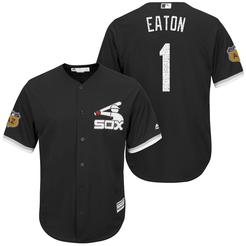 Men's Chicago White Sox Adam Eaton #1 2017 Spring Training Grapefruit League Patch Black Cool Base Jersey