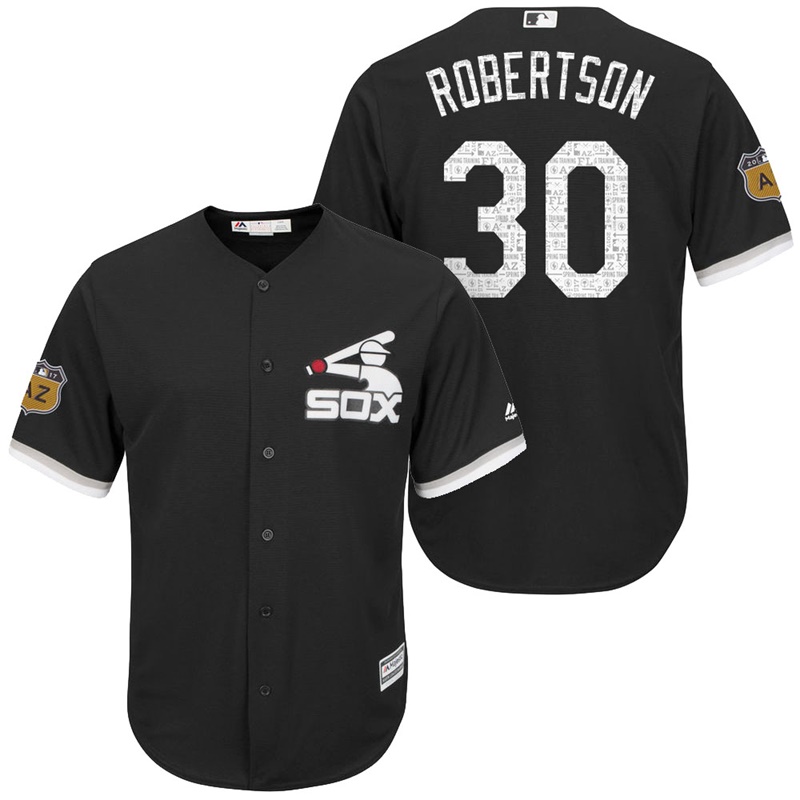 Men's Chicago White Sox David Robertson #30 2017 Spring Training Grapefruit League Patch Black Cool Base Jersey