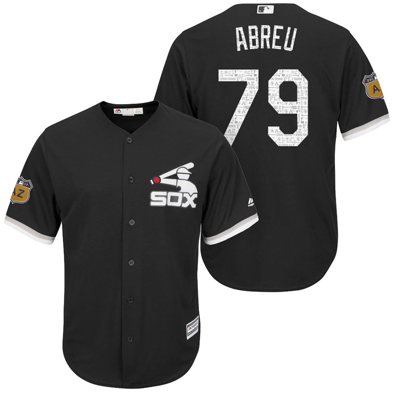 Men's Chicago White Sox Jose Abreu #79 2017 Spring Training Grapefruit League Patch Black Cool Base Jersey