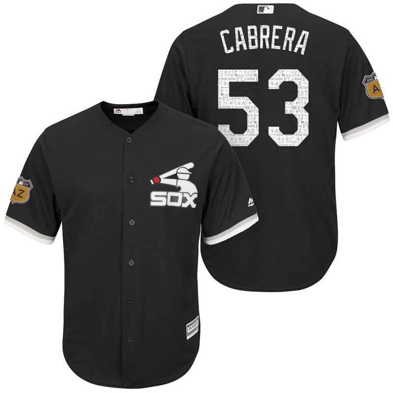 Men's Chicago White Sox Melky Cabrera #53 2017 Spring Training Grapefruit League Patch Black Cool Base Jersey