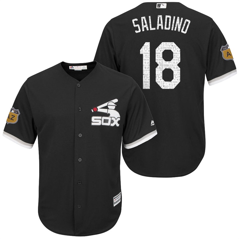 Men's Chicago White Sox Tyler Saladino #18 2017 Spring Training Grapefruit League Patch Black Cool Base Jersey