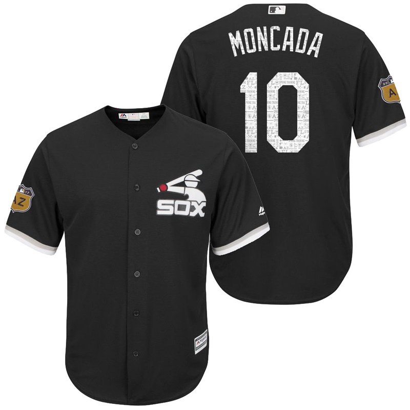 Men's Chicago White Sox #10 Yoan Moncada 2017 Spring Training Black Cool Base Jersey