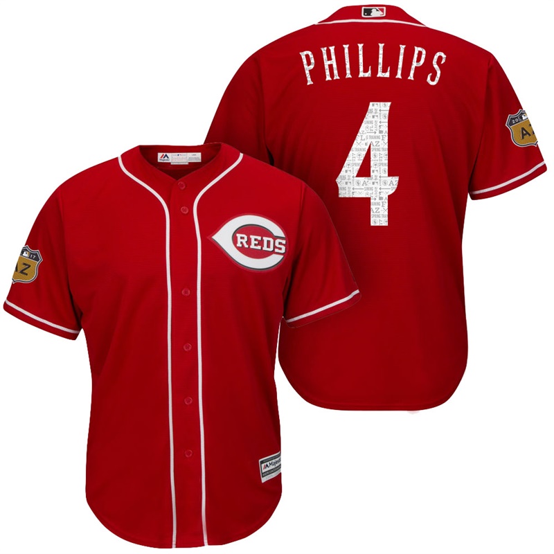 Men's Cincinnati Reds #4 Brandon Phillips 2017 Spring Training Cactus League Patch Scarlet Cool Base Jersey