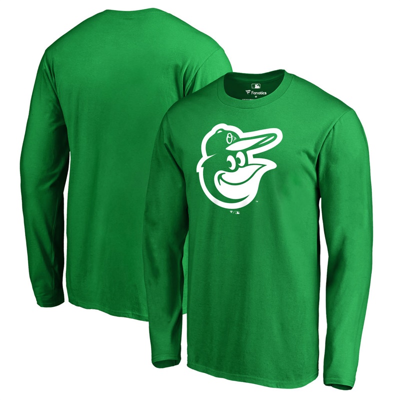 Men's Baltimore Orioles Kelly Green St. Patrick's Day White Logo Long Sleeve T-Shirt