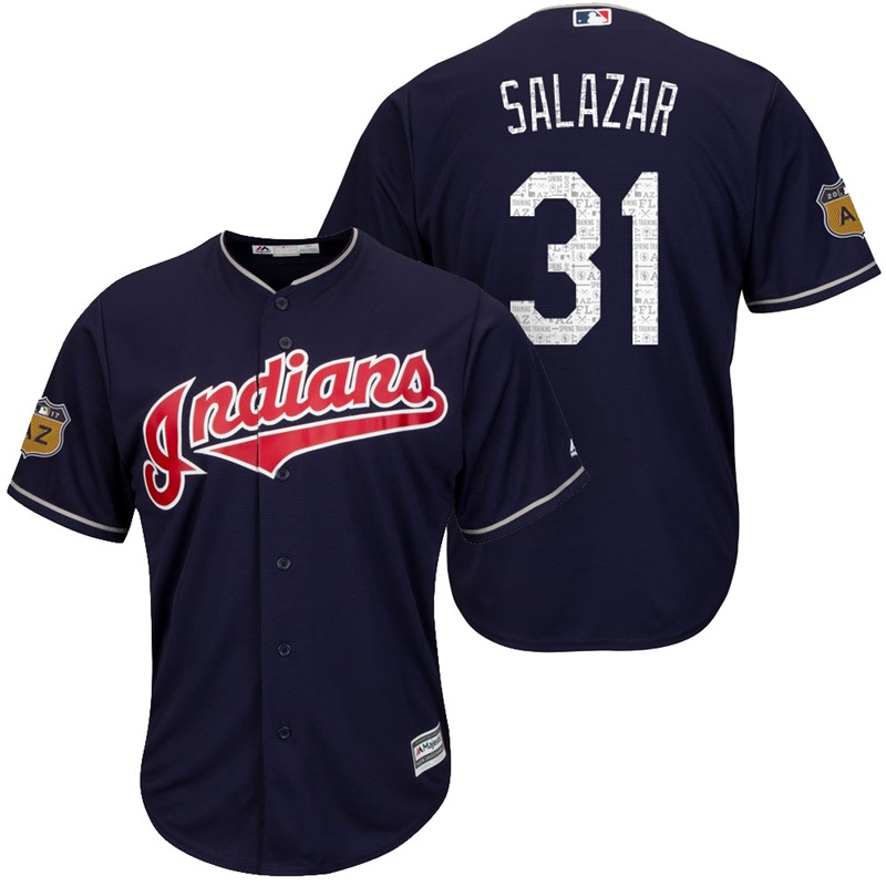 Men's Cleveland Indians Danny Salazar #31 2017 Spring Training Cactus League Patch Navy Cool Base Jersey