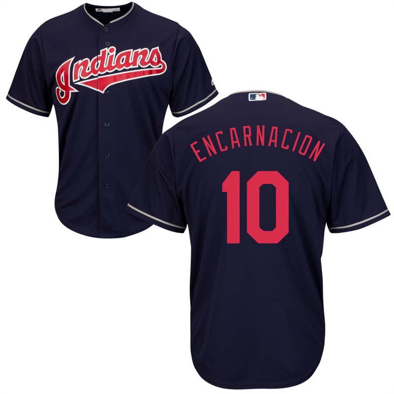 Men's Cleveland Indians Edwin Encarnacion #10 Navy Cool Base Jersey