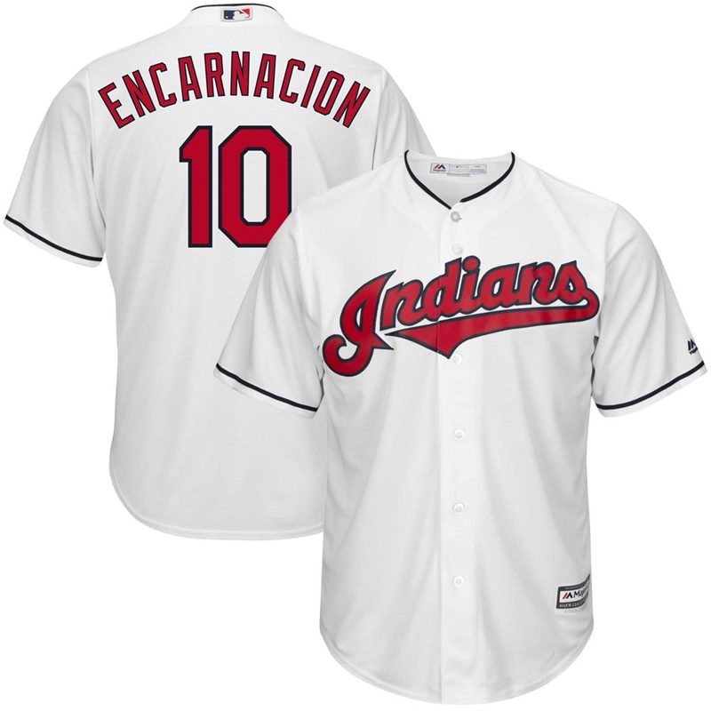 Men's Cleveland Indians Edwin Encarnacion #10 White Cool Base Jersey