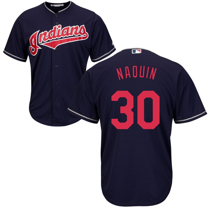 Men's Cleveland Indians Tyler Naquin #30 Alternate Navy Cool Base Jersey