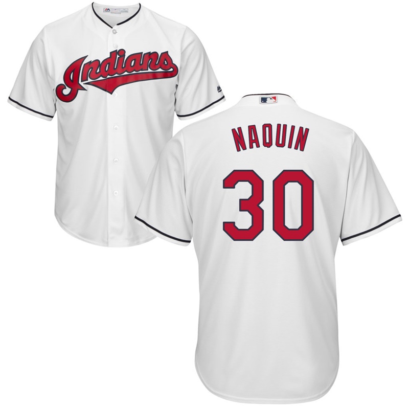 Men's Cleveland Indians Tyler Naquin #30 Home White Cool Base Jersey