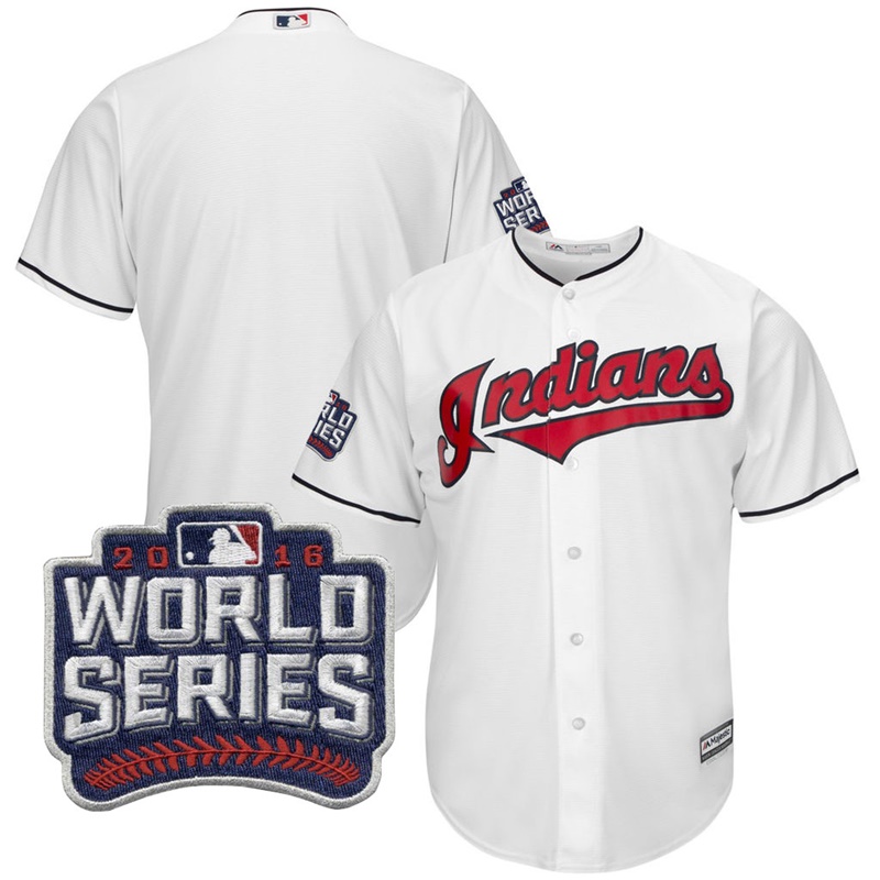 Men's Cleveland Indians White 2016 World Series Bound Cool Base Jersey