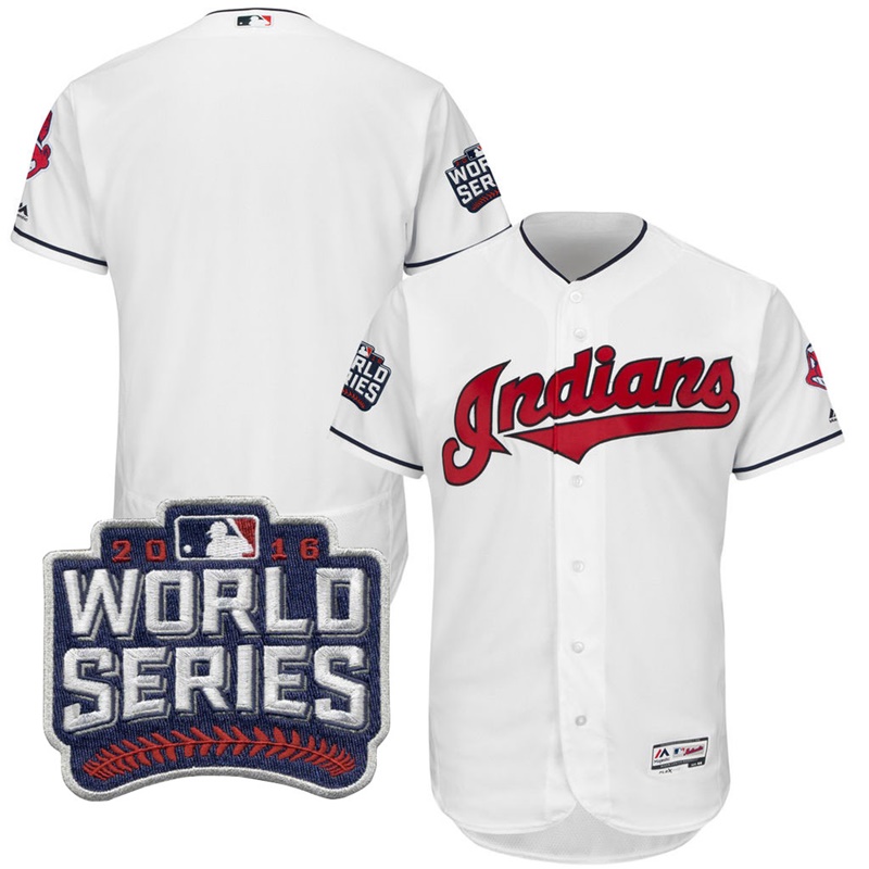 Men's Cleveland Indians White 2016 World Series Bound Flex Base Jersey