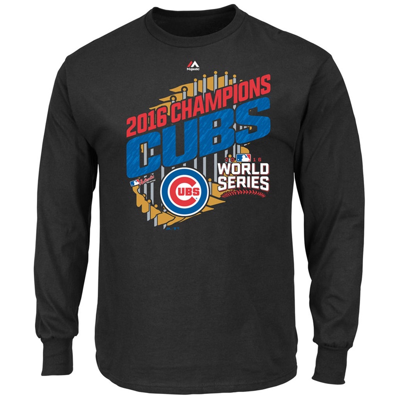 Men's Chicago Cubs Black 2016 World Series Champions Parade Long Sleeve T-Shirt