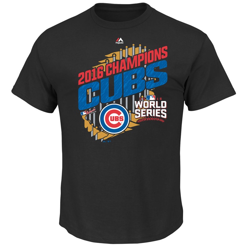 Men's Chicago Cubs Black 2016 World Series Champions Parade T-Shirt