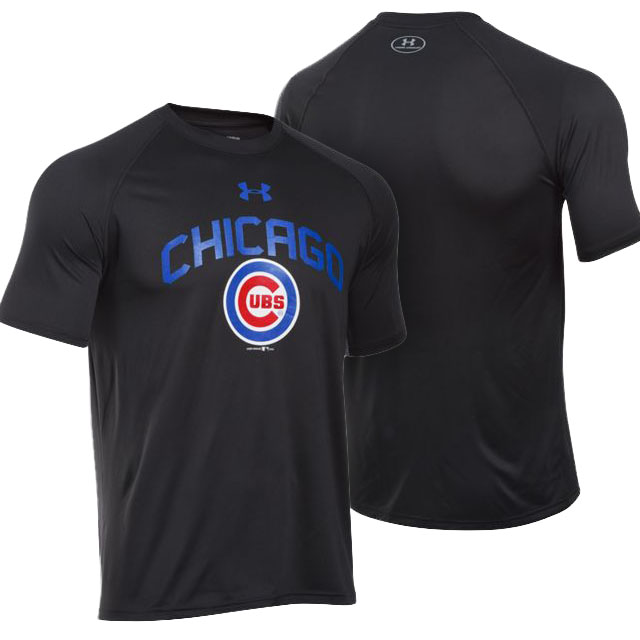 Men's Chicago Cubs Black Team Logo Short Sleeve T-Shirt