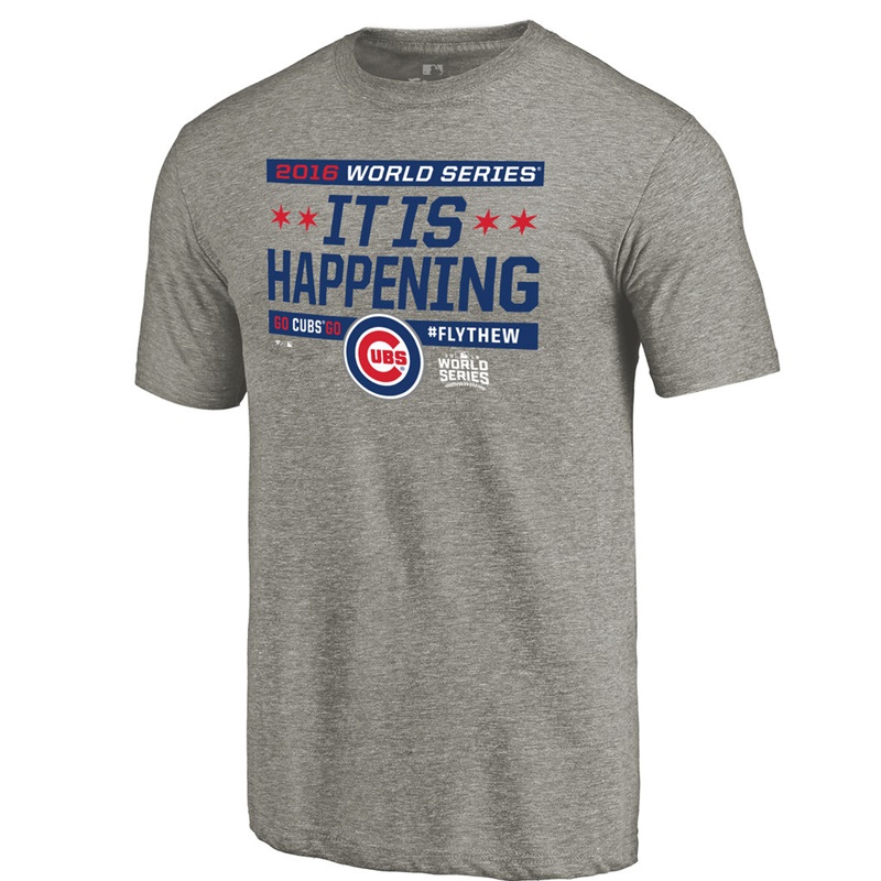 Men's Chicago Cubs Gray It Is Happening Tri-Blend T-Shirt