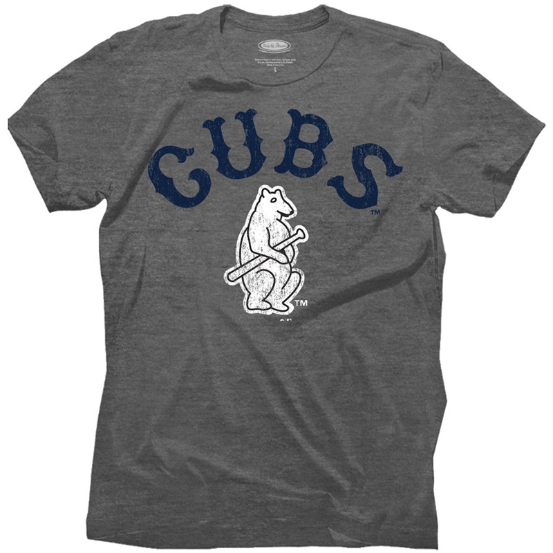 Men's Chicago Cubs Gray Threads Granite Tri-Blend Crew T-Shirt