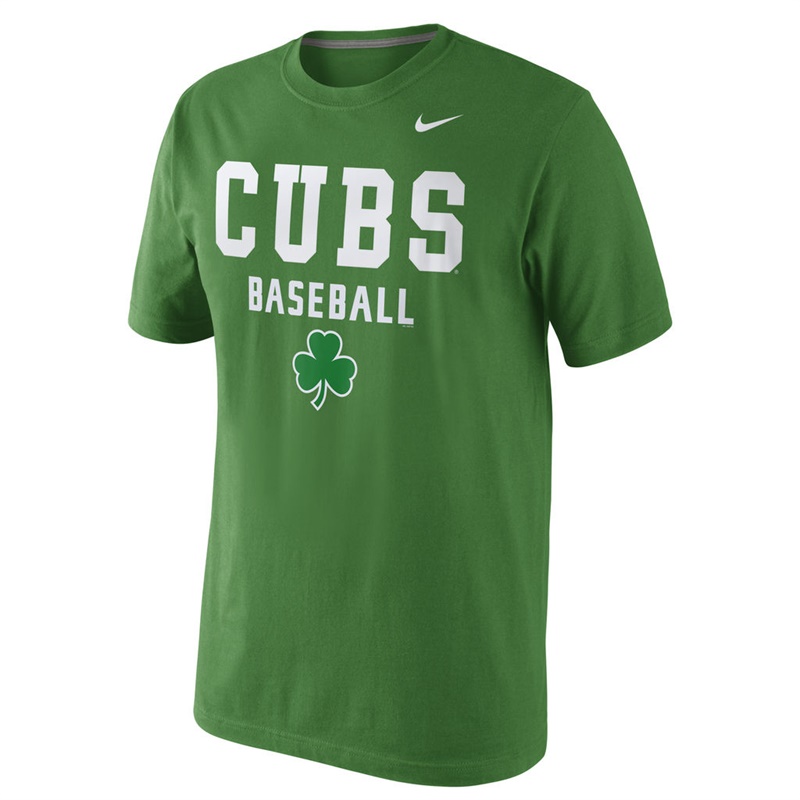 Men's Chicago Cubs Green Home Practice Team Logo T-Shirt