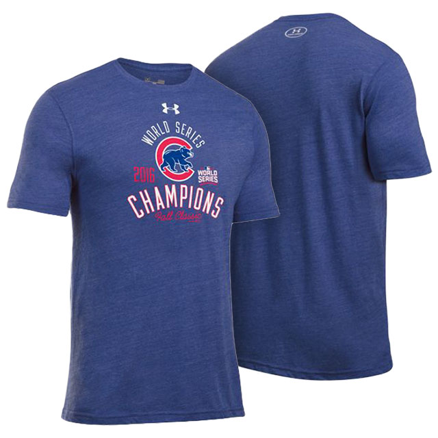 Men's Chicago Cubs Heather Blue Champs Graphic T-Shirt