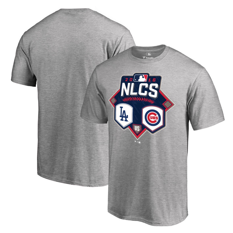 Men's Chicago Cubs vs. Los Angeles Dodgers 2016 League Championship Series Matchup Heather Gray T-Shirt